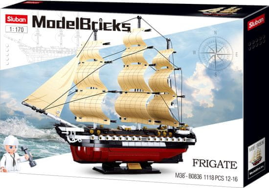 Sluban Model Bricks M38-B0836 Fregata - Plachetní válečná loď 1:170 M38-B0836
