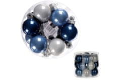 Autronic Ozdoby skleněné, modro-bílé barvy, pr.3cm, cena za 1 balení(18ks) VAK108-3, sada 3 ks