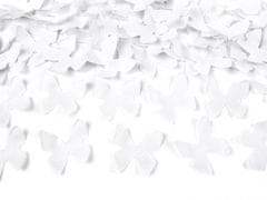 PartyDeco Vystřelovací konfety bílé motýle 40cm