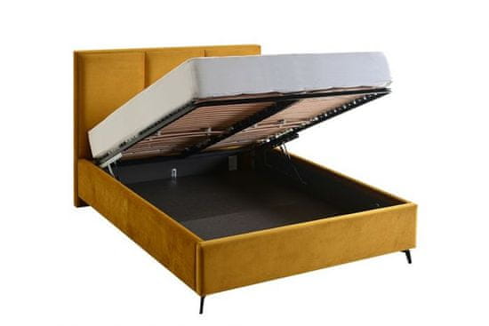 GMP Čalouněná postel CESTO - žlutá 160 × 200 cm