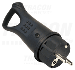 Tracon Electric Vidlice 230V 16A gumová zástrčka černá IP44 TICS-012GH Tracon electric