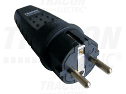 Tracon Electric Vidlice 230V 16A gumová zástrčka venkovní černá IP44 TICS-012G Tracon electric