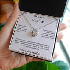Lovilion Dámsky náhrdelník se zirkoniovými krystaly a kartička se zprávou "Mé krásné vnučce", Dárek k Valentýnu, Valentýn 2024, Dárek na Valentýna | ZOE