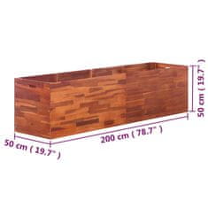 Greatstore Vyvýšený záhon akáciové dřevo 200 x 50 x 50 cm