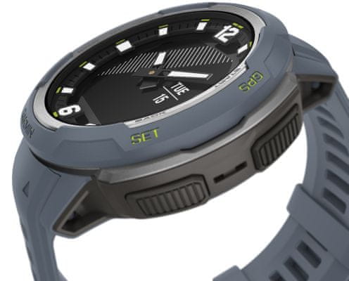 Inteligentné hodinky outdoorové odolné športové Garmin Instinct Crossover, výdrž batérie výkonné inteligentné hodinky výkonná batéria dlhá výdrž vojenský štandard, vodotesné, multišport, sledovanie tepu, GPS, Glonass, Galileo, sledovanie spánku, dlhá výdrž batérie ANT+ profesionálne metriky tréningové funkcie športové režimy kvalitný materiál vojenským štandard odolnosti MIL-STD-810G kompaktné rozmery šikovných hodiniek odolná konštrukcia analógové meranie času hybridné hodinky výkonné hybridné hodinky analógové ručičky luminescentné analógové ručičky a ciferník outdoor hybridné hodinky tvrdené sklo