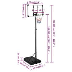 Vidaxl Basketbalový koš s průhlednou deskou 235–301 cm polykarbonát