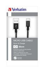 Verbatim Micro USB kabel 30cm, SYNC + CHARGE černý