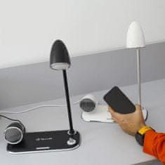 Tellur Nostalgia stolní lampa s bezdrátovou nabíječkou 15W, a Bluetooth reproduktorem 5W, černá