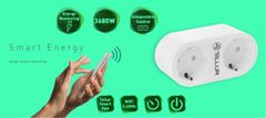 Tellur WiFi Smart AC Dual Plug, Duální zásuvka, 16A, 3680W
