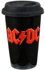 CurePink Keramický cestovní hrnek AC/DC: Logo (objem 300 ml)