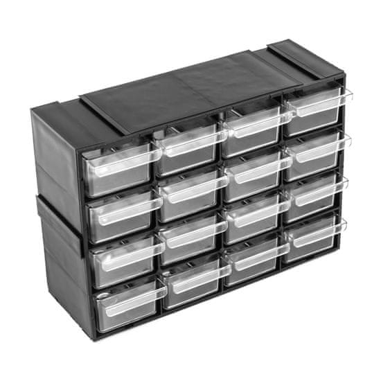 botle Dílenská skříň s 16 zásuvkami modulární police 22 x 16 cm plynule rozšiřitelný Kombinovaný modul průhledný