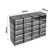 botle Dílenská skříň s 40 zásuvkami modulární police 85 x 30 cm plynule rozšiřitelný Kombinovaný modul průhledný