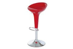 Autronic Barová židle Barová židle, červený plast, chromová podnož, výškově nastavitelná (AUB-9002 RED)