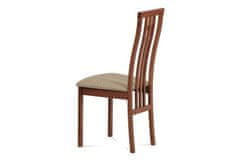 Autronic Dřevěná jídelní židle Jídelní židle, masiv buk, barva třešeň, látkový béžový potah (BC-2482 TR3)