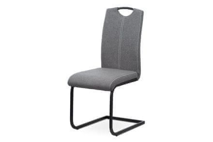Autronic Moderní jídelní židle Jídelní židle - šedá látka, kovová podnož, černý matný lak (DCL-612 GREY2)