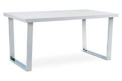 Autronic Moderní jídelní stůl Jídelní stůl 150x90 cm, MDF deska, bílý vysoký lesk, chromovaná podnož (AT-2088 WT) (2*Karton)