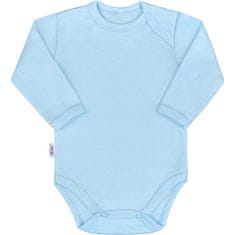 NEW BABY Nový dětský pastelově modrý 74 (6-9m) kojenecký bavlněný body s dlouhým rukávem