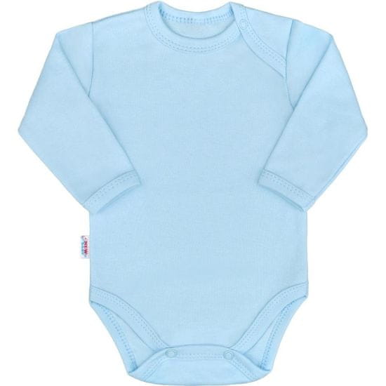 NEW BABY Nový dětský pastelově modrý 74 (6-9m) kojenecký bavlněný body s dlouhým rukávem