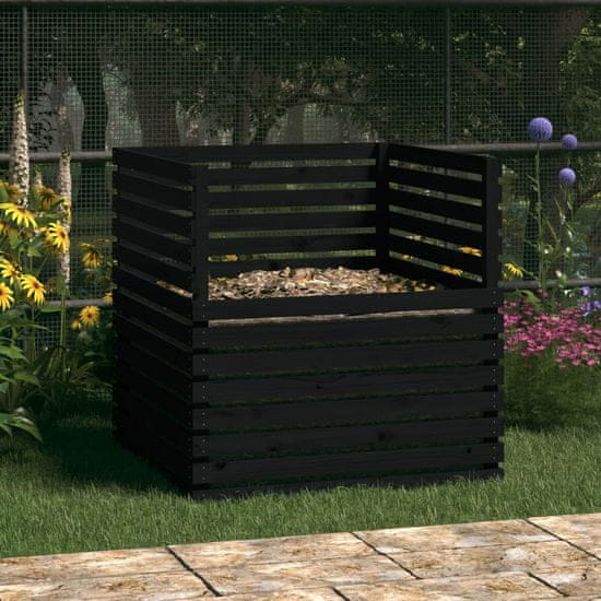 shumee Kompostér černý 100 x 100 x 102 cm masivní borové dřevo
