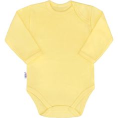 NEW BABY Nový dětský pastelově žlutý 74 (6-9m) kojenecký bavlněný body s dlouhým rukávem