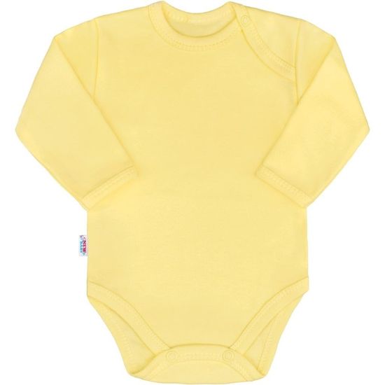 NEW BABY Nový dětský pastelově žlutý 80 (9-12m) kojenecký bavlněný body s dlouhým rukávem