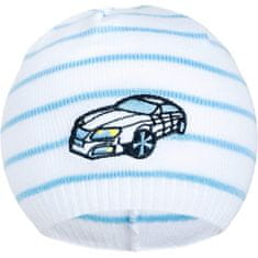 NEW BABY Nová dětská jarní čepice s autíčkem bílo-modrá 104 (3-4r)