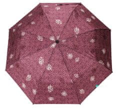 Perletti Dámský skládací vystřelovací deštník Listy, růžová/fialová