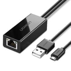 Greatstore Externí síťová karta LAN micro USB 100Mbps pro Chromecast 1m černá