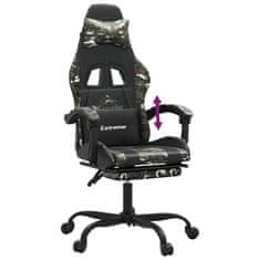 Vidaxl Herní židle s podnožkou černá a maskáčová umělá kůže