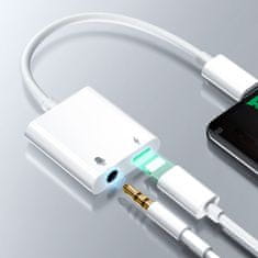 Greatstore Adaptér pro sluchátka iPhone + nabíjení Lightning / 3,5mm mini jack - bílý