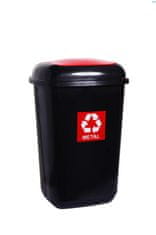 Plafor Odpadkový koš na tříděný odpad 28 l s víkem - červený, kov