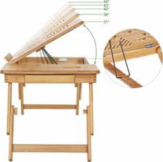 Songmics Stolek pod notebook bambusový, odvětrávání, úložný šuplík, šířka 61cm