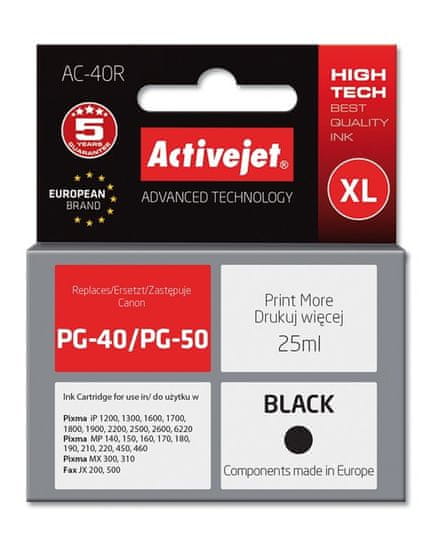 shumee Activejet inkoust AC-40R (náhrada Canon PG-40; Premium; 25 ml; černá)