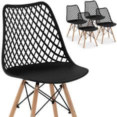 shumee Skandinávská prolamovaná židle s dřevěnými nohami do kuchyně obývací pokoj max. 150 kg 4 ks.