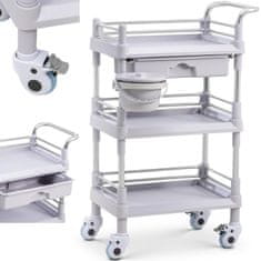 shumee Lékařský laboratorní vozík se 3 policemi, zásuvkou, košíkem