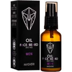 Masveri Face Beard Oil Anti Age - olej proti stárnutí pro péči o obličej a vousy pro muže 30ml
