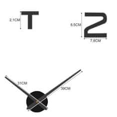 Designové 3D nalepovací hodiny 130 cm Černé Ruhhy 19928