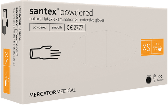 MERCATOR MEDICAL SANTEX Latexové rukavice pudrované 100 ks