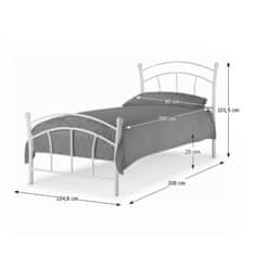 KONDELA Kovová jednolůžková postel s roštem Burzum 90 - bílá