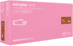 MERCATOR MEDICAL NITRYLEX Jednorázové nitrilové zdravotnické rukavice růžové 100 ks velikost XL