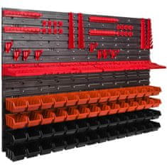 botle Dílenský panel pro nástroje 115 x 78 cm s 56 ks. Krabic zavěšené Oranžové a Černé Boxy plastová