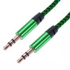 Northix 1m tkaný 3,5mm Aux kabel - Zelený 