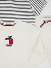 Tommy Hilfiger Sada dětského trička, mikiny, tepláků a čepice v modro-bílé a krémové barvě Tommy Hilfiger 80