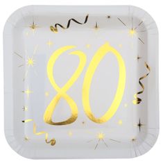 Santex Papírové talíře 80 narozeniny zlaté 23cm 10ks