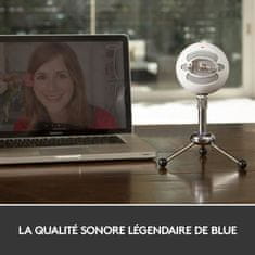 VERVELEY Modrý USB mikrofon Snowball pro nahrávání, streamování, podcasting a hraní her na PC a Mac, bílý