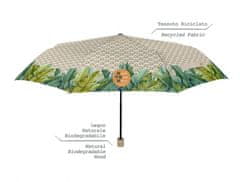 Perletti Dámský skládací manuální ekologický deštník Banánové listy