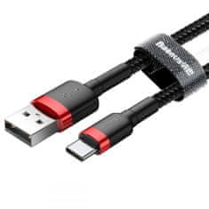 BASEUS Datový kabel USB-C Baseus - odolný nylonový kabel, 2A 2m, červený + černý