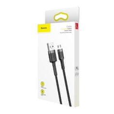 BASEUS Datový kabel micro USB Baseus - odolný nylonový kabel, 1.5A 2M, šedá + černá
