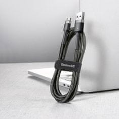 BASEUS Datový kabel Micro USB Baseus - odolný nylonový kabel, 2,4A 1m, šedý + černý