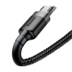 BASEUS Datový kabel Micro USB Baseus - odolný nylonový kabel, 2,4A 1m, šedý + černý